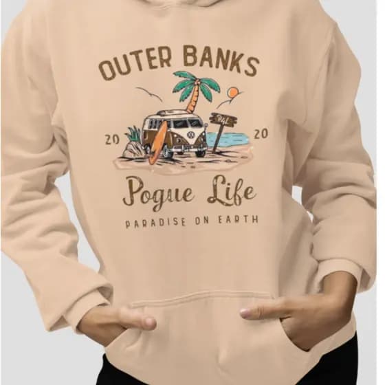 Moletom Feminino Estiloso OUTERBANKS Com Capuz em Algodão Flanelado Blusa de Frio Unissex Canguru