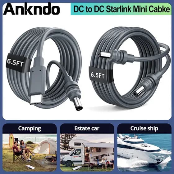 Ankndo Starlink Mini Cabo 2M 5M Extensão De Alimentação De Substituição Para DC Macho À Prova D'água Ao Ar Livre