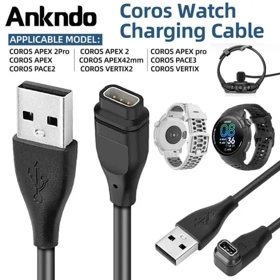 Cabo De Carregamento USB Ankndo Para Coros Pace 2/3 Vertix/Vertix2 Carregador De Smartwatch Relógio Inteligente Apex/pro