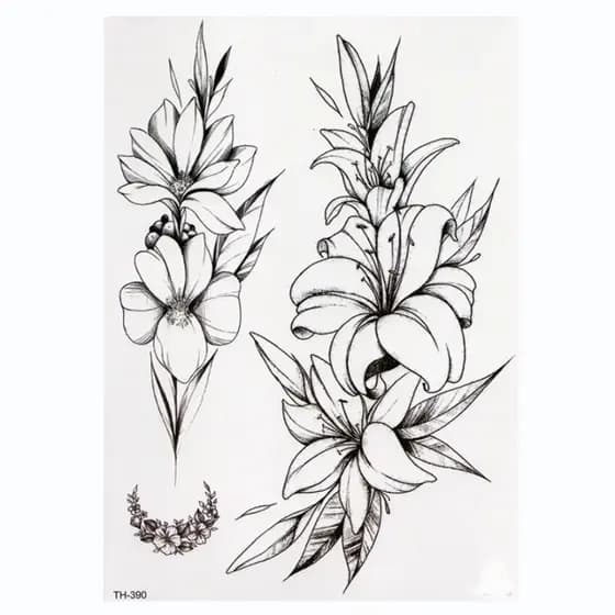 Sob O Peito Esterno Ombro Braço Tatuagem Temporária Com Esboço Lírio Rosa Yoga Padrão Arte Do Corpo Requintado Vender Be