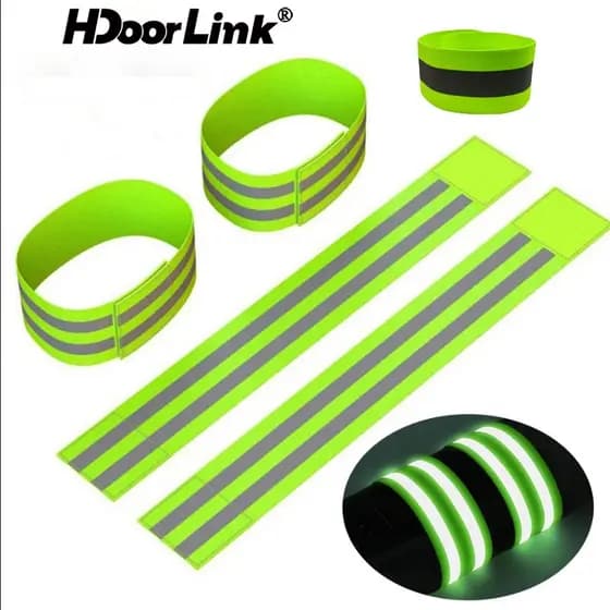 HdoorLink 1/2/4pcs Braçadeira Refletiva De Segurança Para Ciclismo De Corrida Noturna