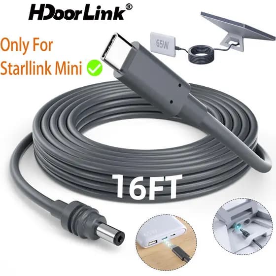 HdoorLink Para Starlink Mini DC/TypeC Cabo De Extensão À Prova D'água 2/5m Substituição Adaptador Ethernet