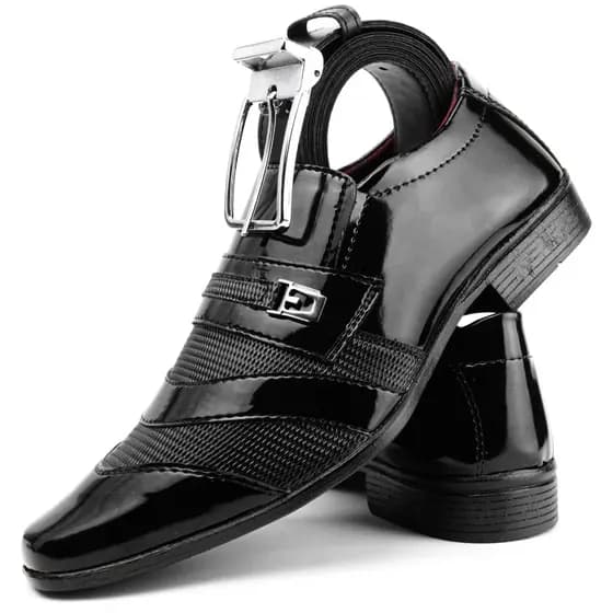 Sapato social masculino preto elegante + cinto social