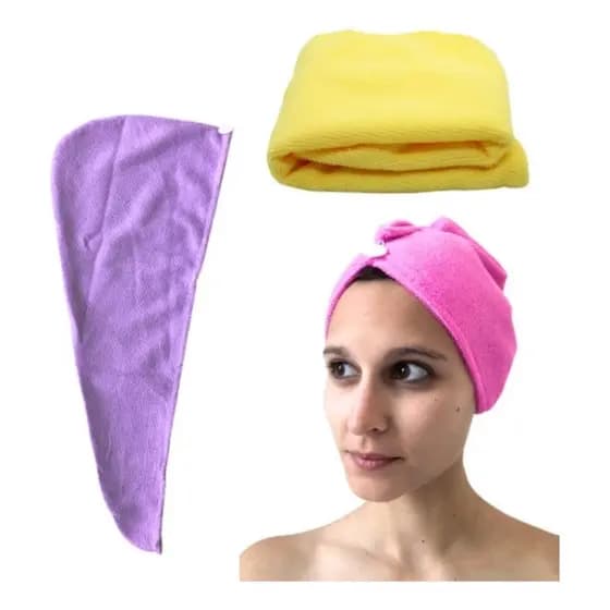 Touca Turbante Banho Cabelo Microfibra Anti Frizz Rosa