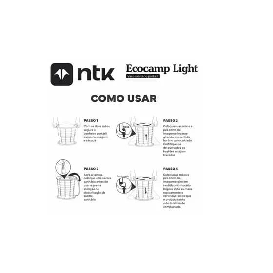Banheiro Portátil Compacto Desmontável Ecocamp Light De 15l