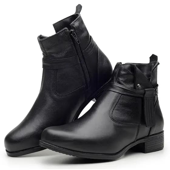 Bota Cano Curto Botinha Feminina Couro Legítimo