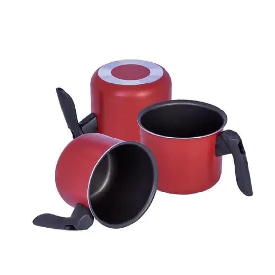 Jogo Canecão Antiaderente 3 Peças Leiteira Fervedor Antiaderente 12/14/16cm