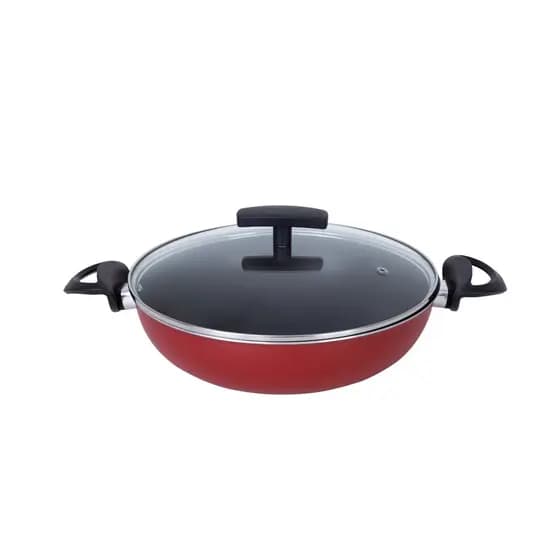 Tacho Antiaderente Frigideira Profissional Grande Teflon 28 cm Tampa de Vidro