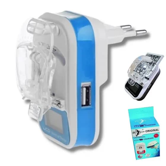 Carregador Universal Portátil Para Baterias Celular Câmeras Lcd Usb