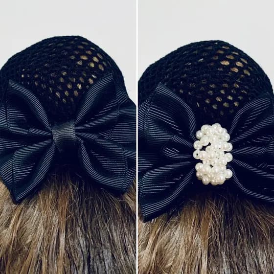 Rede(redinha - Capezio) para coque + laço para Ballet / balé. Preto e Cor de Rosa.