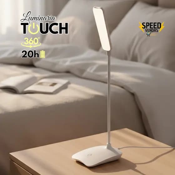 Luminária de Mesa Abajur Cabeceira Escrivaninha LED 3 em 1 Touch Recarregável