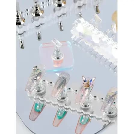 5pcs expositor de esmalte acrílico suporte de esmalte Magnético De Prática De Pregos Cristal