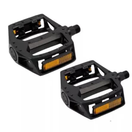 Pedal Alumínio Plataforma Bicicleta Bike Rosca Grossa 9/16 Mtb Preto Com Refletores