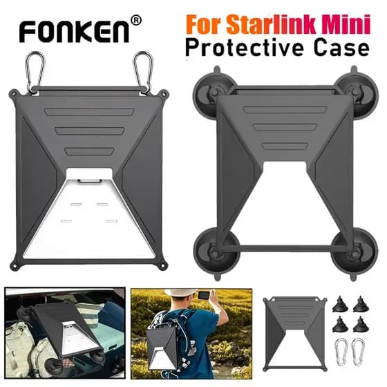 Fonken Ventosa Capa Protetora Anti-Vibração Externa Com Mosquetão Para Mini Prato Starlink