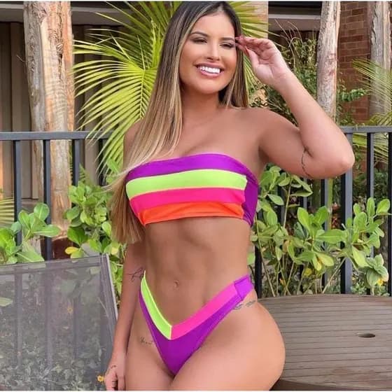 Biquini Asa Delta Fio Duplo Top Faixa com Bojo Modelador