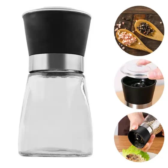 Moedor de Temperos Sal Pimenta 180 mL com 5 Niveis de Regulagem Receitas Cozinha