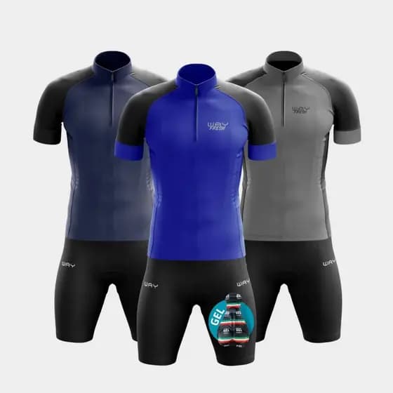 Conjunto de Ciclismo Masculino Camisa Bermuda Gel Bike Confortável Respirável