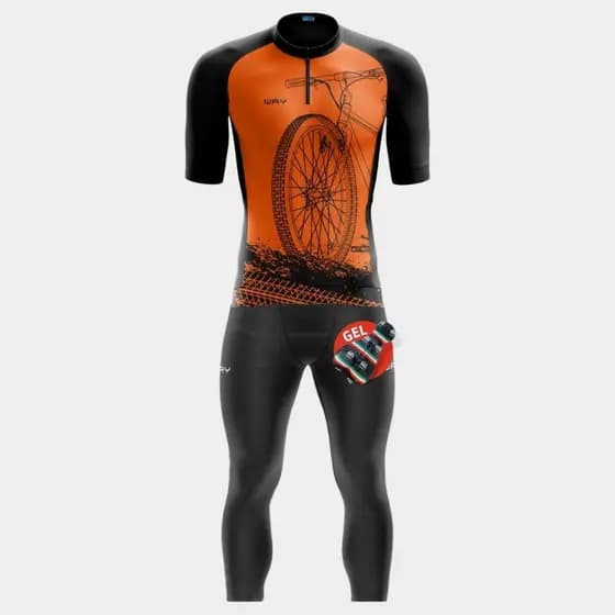 Conjunto Ciclismo Masculino Pedal Ciclismo Camisa Pro Manga Curta Calça Forro Gel Acolchoado Inverno