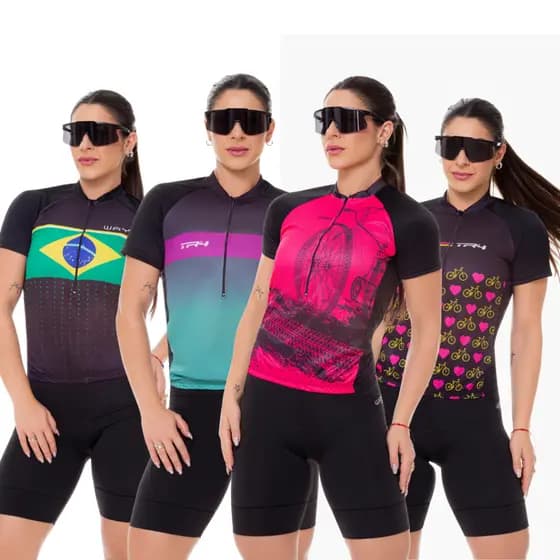 Kit de Ciclismo Feminino Camisa Pro e Bermuda Espuma Confortável Ideal para Pedal Biking Mtb