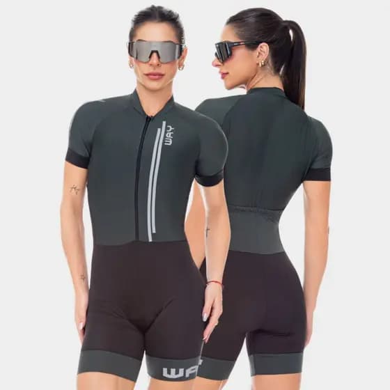 Macaquinho Macacão Ciclismo Feminino Proteção UV Manga Curta Conjunto Roupa Mulher Bike Pedal Mtb
