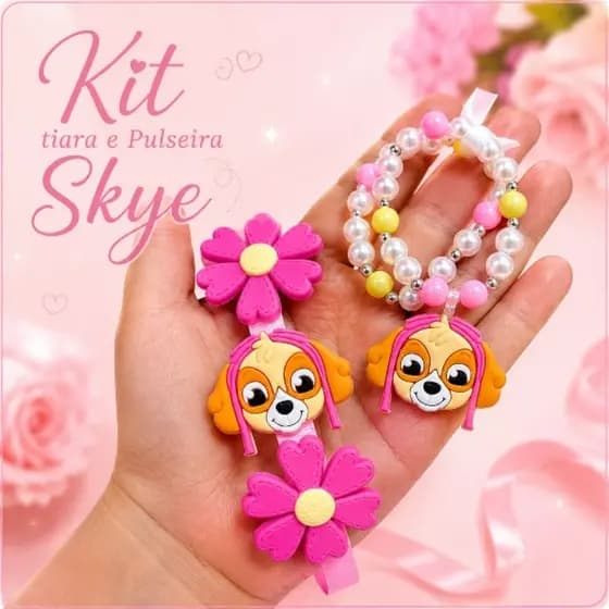 kit Arquinho (Tiara) e Pulseira Patrulha canina Infantil/ Laços de cabelo infantil menina