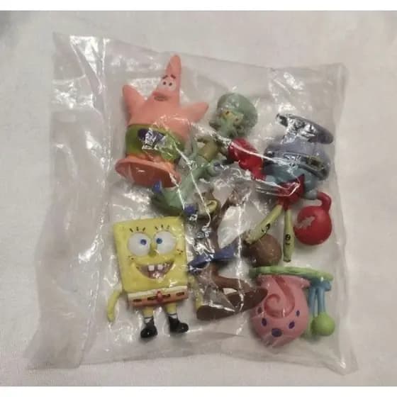 6 Peças Miniaturas Bonecos Bob Esponja e amigos