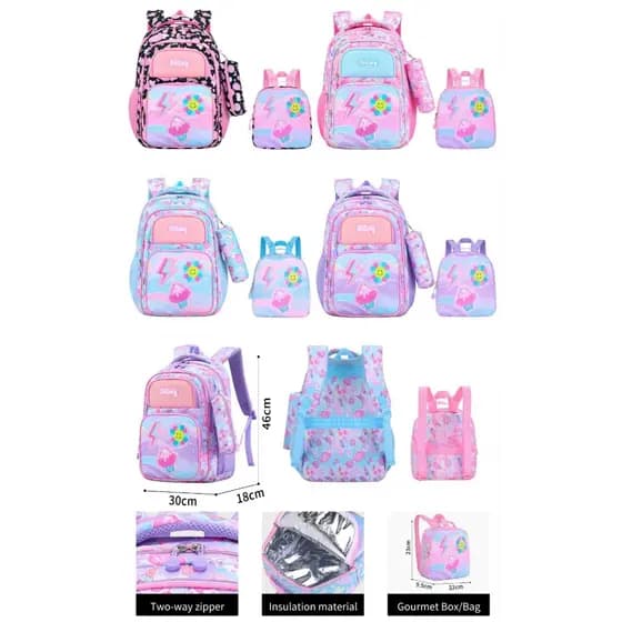 Kit Mochila 3 Peças Escolar Infantil Com Lancheira Térmica e Estojo Completo Espaçosa De Qualidade Premium