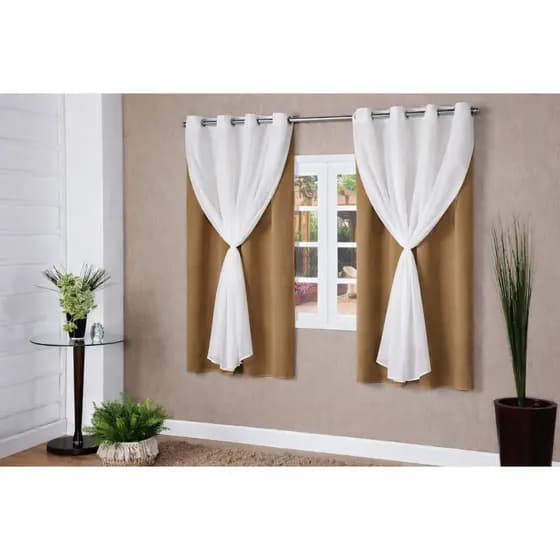 Cortina Oxford c/ voil 2,20 x 1,40 para sala quarto e cozinha