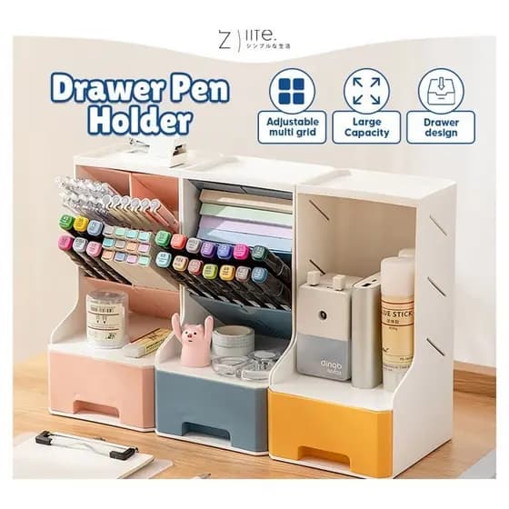 Caixa De Armazenamento De Papelaria Material Escolar Porta-Canetas De Plástico Porta-Lápis Para Mesa Prateleira Organizador De Caneta De Mesa Porta-Lápis De 2 Camadas