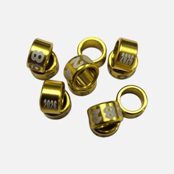 20 Anilhas Marcação C/ Ano Gravado - 5.5mm Fechada Calopsita/rosela