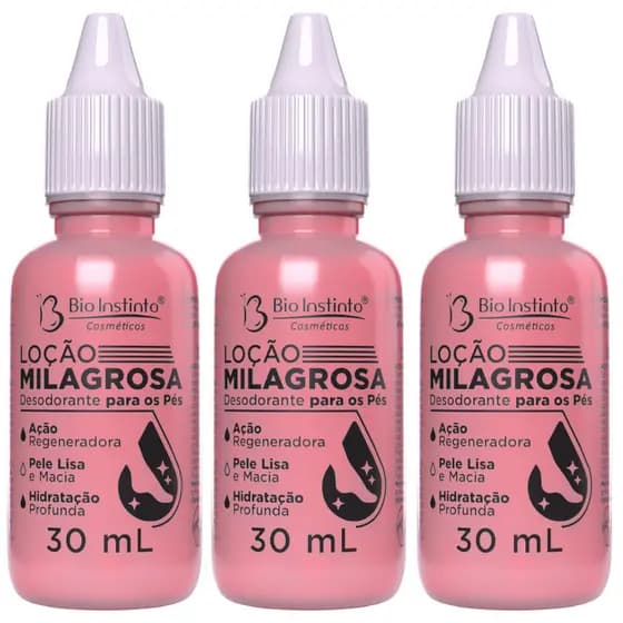 Kit 3 Gota Milagrosa Unhas Fungos Pés Ressecado Bio Instinto