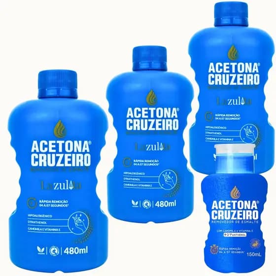 Kit 3 Acetona + Suporte Frasco De Acetona Manicure Cruzeiro