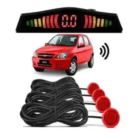 Sensor Estacionamento Ré 4 Sensores Display Vermelho Universal