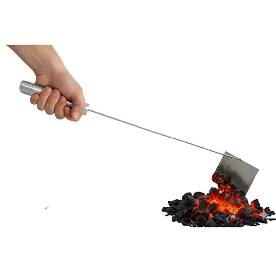 Pá Puxador de Brasa Inox para Suporte e Estrutura de Churrasqueira Brasa Grill 55cm Cabo Térmico