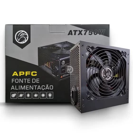 Fonte Atx 750w Real Gamer PFC Ativo Brazilpc/Tronos Silenciosa Bivolt