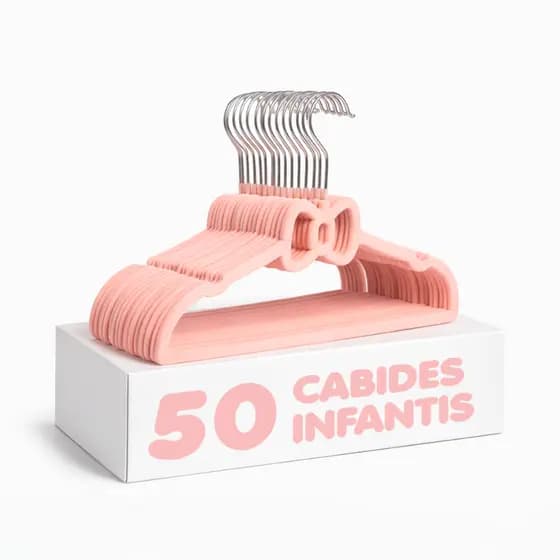 Kit【50】UN Cabide Lacinho Rosa de Veludo Infantil Ultrafino – Ideal para roupas infantis e de bebê
