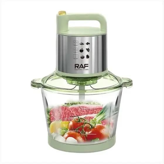 Processador de Alimentos Elétrico RAF 500W Tigela de Vidro 5L Mói Pica Tritura Carne Legumes Cozinha 220V