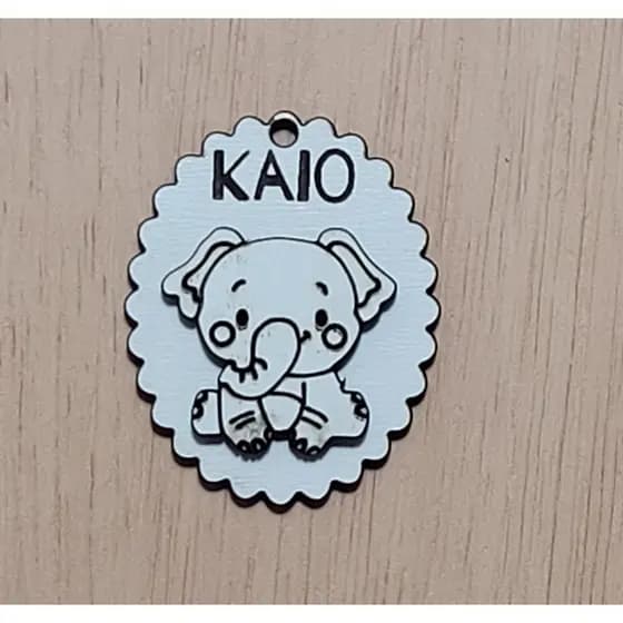 Chaveiro em MDF branco Selva - Personalizado - 5cm