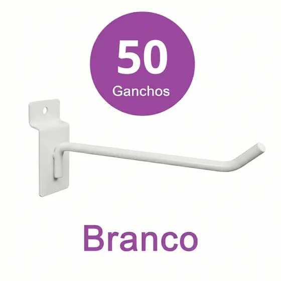 50 Unidades Gancho Painel Canaletado 15 cm Branco