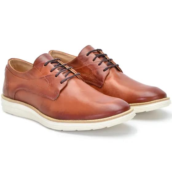 Sapato Casual Couro Legítimo Cadarços Estilo Elegante Moderno