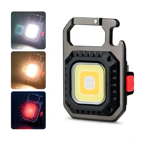 Mini Lanterna Chaveiro de Bolso com Iluminação COB LED Portátil Luz De Emergência para Acampamento Recarregável Via USB Bateria de Longa Duração Abridor De Garrafa 6 Modos De Luzes