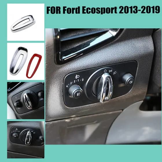 ABS Chrome Interior Farol Interruptor Da Lâmpada Guarnição Botão Capa Lantejoulas Decorativas Para Ford Ecosport 2013-20