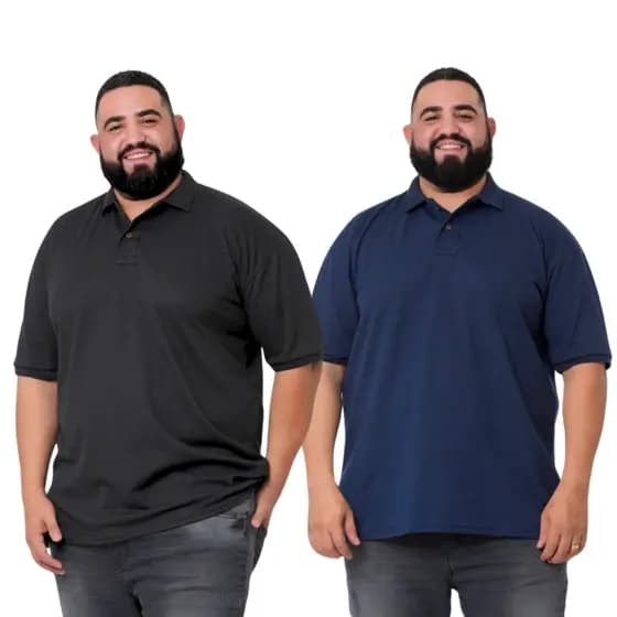 kit 2 camisa polo masculina luxo camiseta plus size