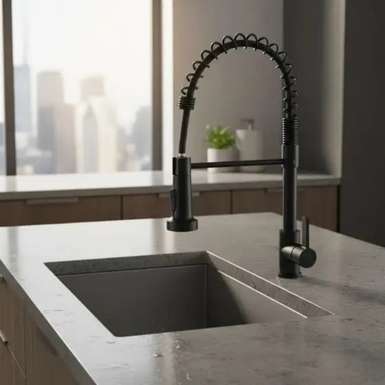 Torneira Gourmet Flexível para Cozinha Parede 2 Jatos Inox Preto Fosco