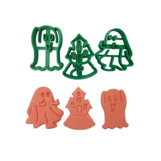 Kit Cortador Marcador/Carimbo de Biscoito, Massinha, Pasta Americana Fantasma Halloween