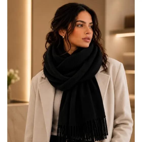 Cachecol Liso Caxemira 300G Lenço de Lã Unissex/Pashmina/Xale/Elegante/Cor Sólida/Quente/Inverno
