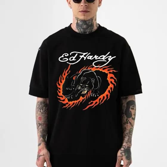 camisa OVERSIZED Ed hardy pantera vintage streetwear