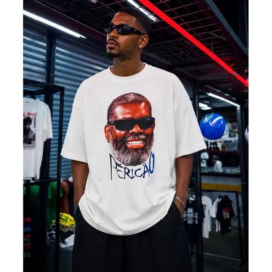 Camiseta Oversized Pericles Cantor Pagode 100% Algodão