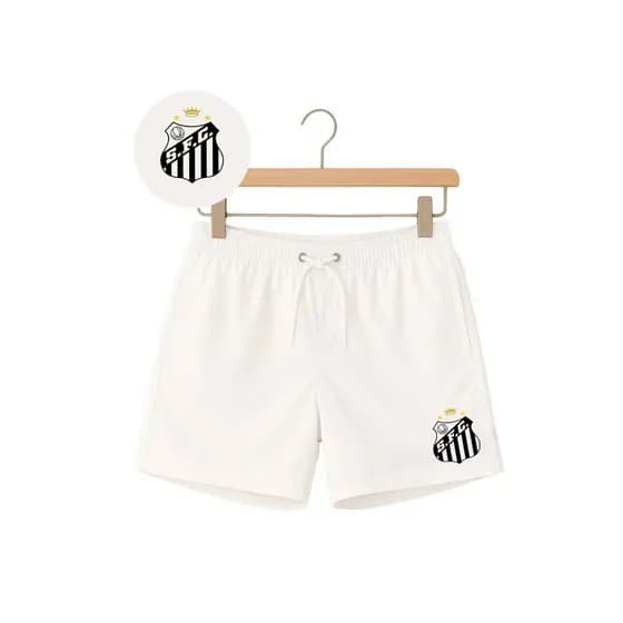 Bermuda Masculina Elastano Estampado Santos Short de Treino Academia Corrida
