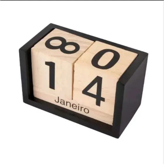 Calendário de cubos ecológico de mesa permanente de madeira